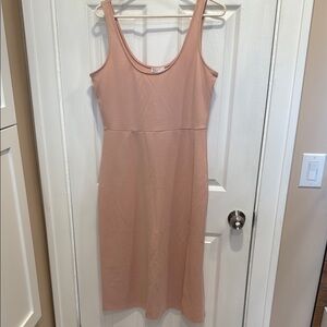 Scoop Neck Midi Pink Dress